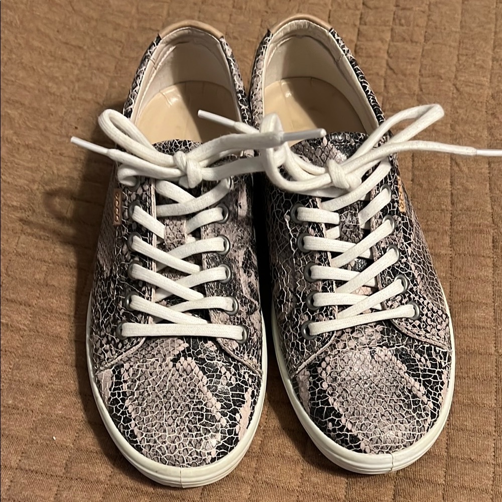 Ecco Black and White Snakeskin Women's Sneakers